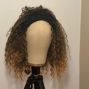 Brown and black half wig